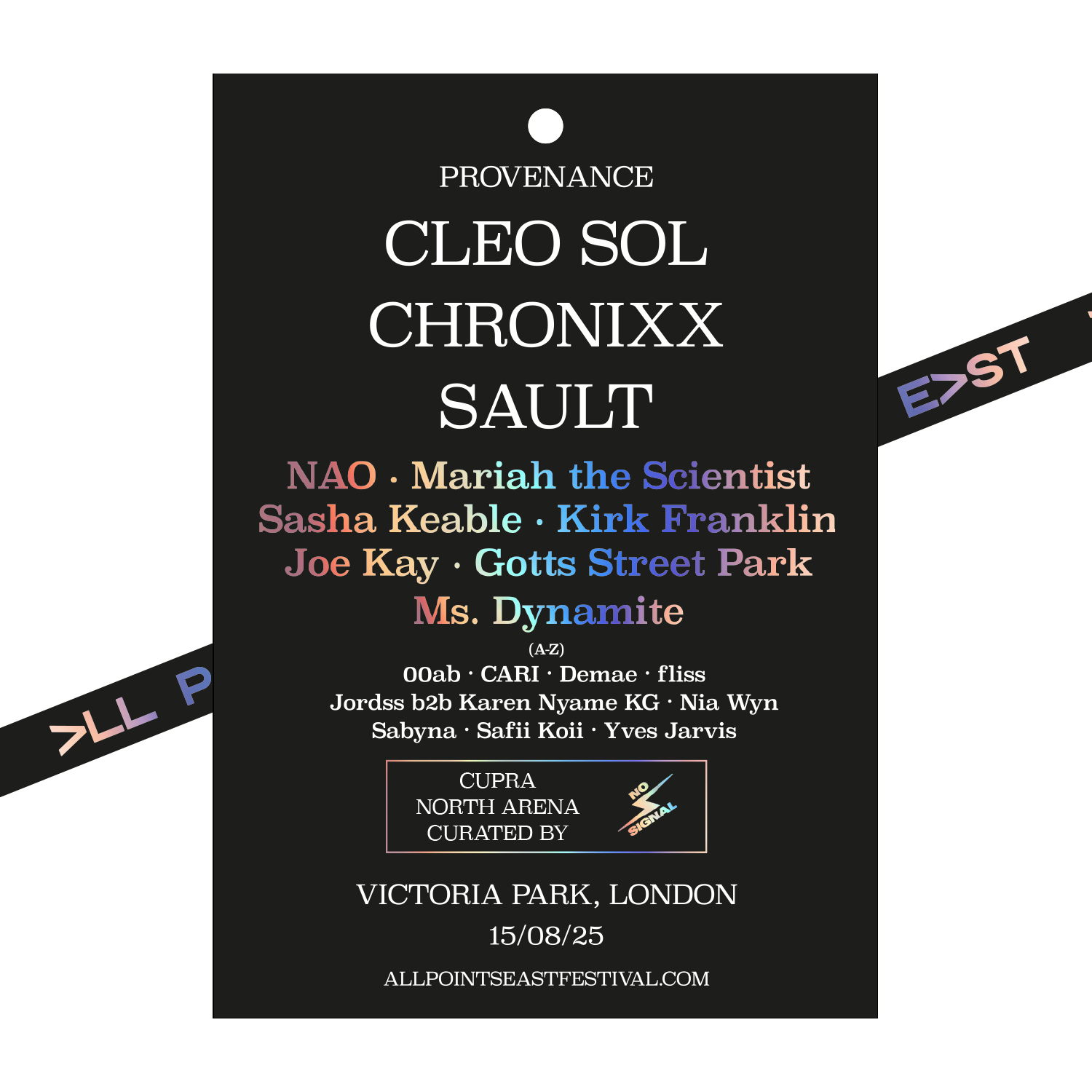 The 2025 Cleo Sol Laminate & Lanyard celebrates artists like Cleo Sol and others performing at North Arena, Victoria Park, London on 15/08/25. Event curated by CUPRA.